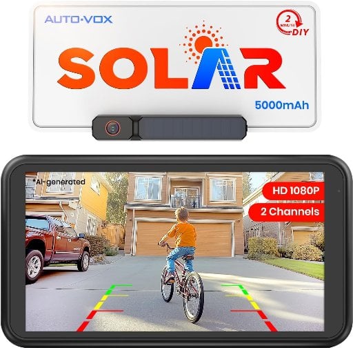 AUTO-VOX Solar Wireless Backup Camera 5" 1080P