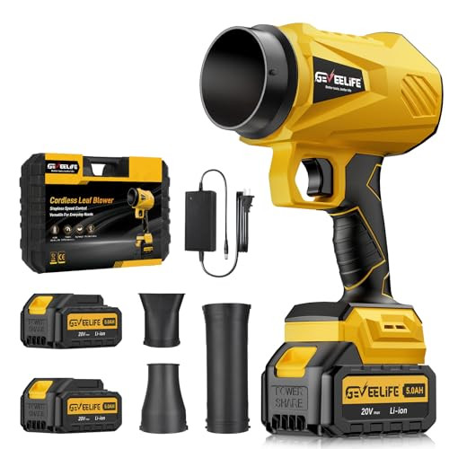 GEVEELIFE  Leaf Blower Cordless 800000 RPM with 2x5.0Ah Batteries