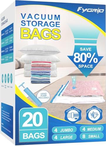 Fygrip Vacuum Storage Bags with Hand Pump 80% Space Saver