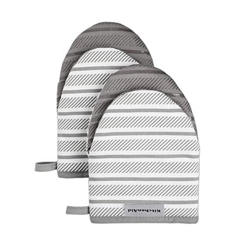 KitchenAid Albany Mini Oven Mitt 2-Pack Set, Grey