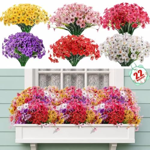 22-Bundle Artificial Indoor/Outdoor Silk Flowers Multi-Color