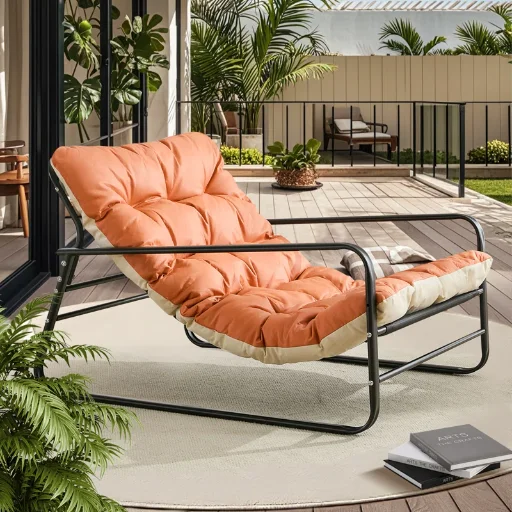 Ebern Designs Patio Outdoor Oversized Comfy Sling Recliner Lounge Chair 500lbs Support Deal