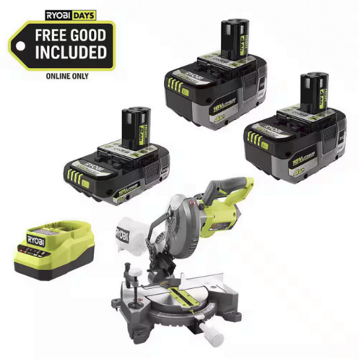 Ryobi ONE+ 18V HIGH PERFORMANCE Kit w/ (2) 4.0 Ah Batteries, 2.0 Ah Battery, Charger, & FREE ONE+ Cordless Compound Miter Saw Deal