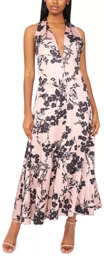 Women's Shadow Floral Nia Satin Midi Dress (Sizes 4  12 Only)