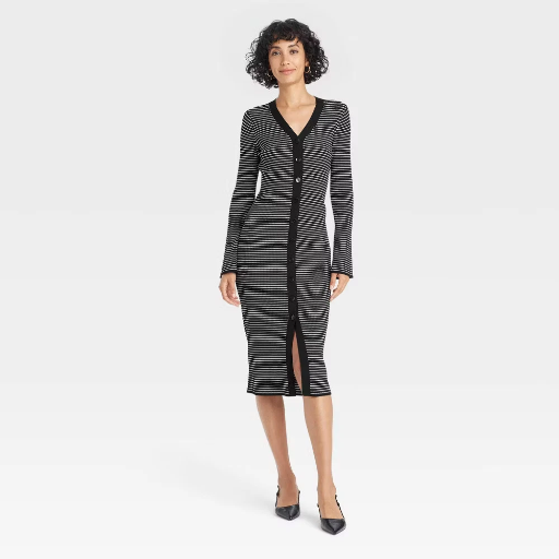 Women's Bell Long Sleeve Midi Sweater Dress