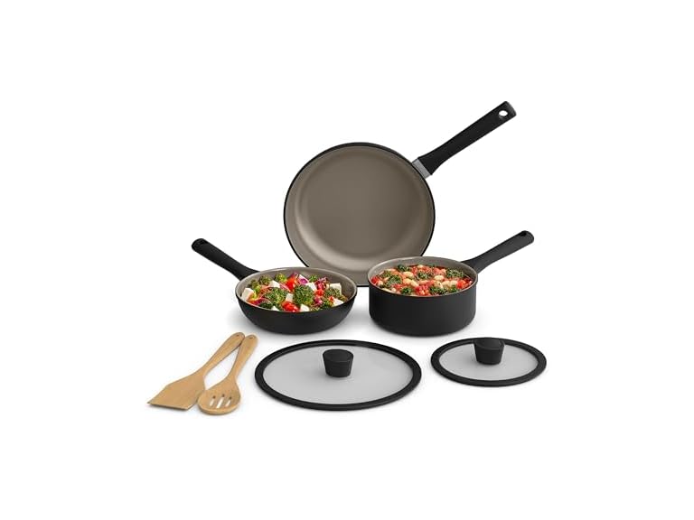 Bella 7-Pc Cookware Set w/ EverGood Ceramic Nonstick Coating