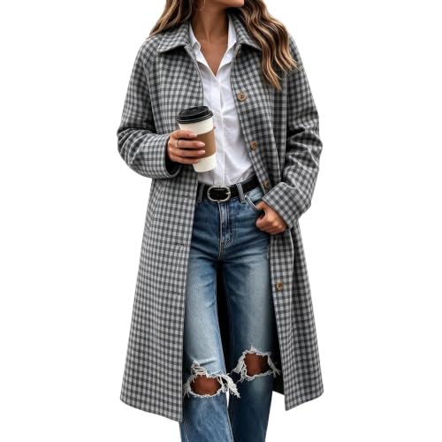 Long Plaid Trench Coat