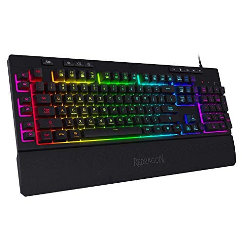 Redragon K512 Shiva RGB Backlit Membrane Gaming Keyboard with Multimedia Keys, Linear Mechanical-Feel Switch, 6 Extra On-Board Macro Keys
