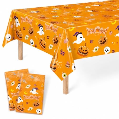 Halloween Tablecloth Disposable Plastic Table Cloths 2-Pack