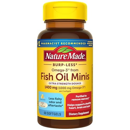 60-Count 1400mg Nature Made Burp Less Extra Strength Fish Oil Minis Softgels Deal