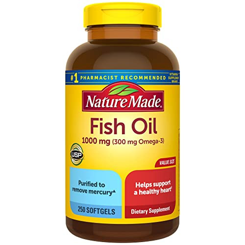Nature Made Fish Oil Omega 3 Supplements 1000mg 250 Softgels