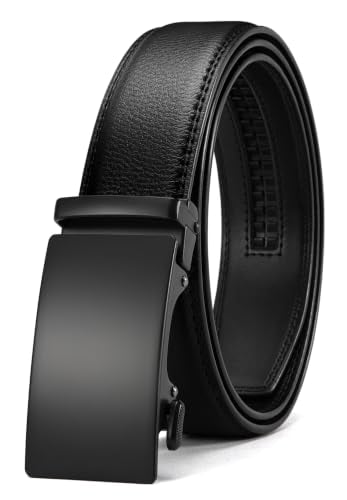 CHAOREN Men's Leather Micro-Adjustable Ratchet Belt (32-38" Waist, Black) Deal