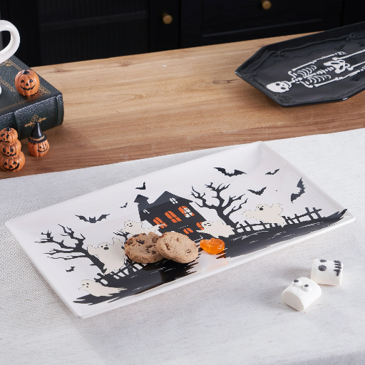 Way to Celebrate Halloween Ceramic Haunted House Serve Tray