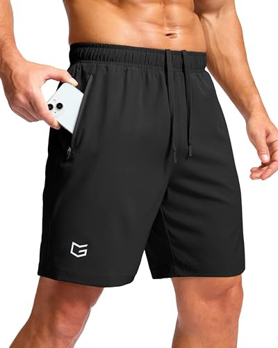 G Gradual Men's Quick Dry Athletic Running Shorts w/ 2-Zipper Pockets
