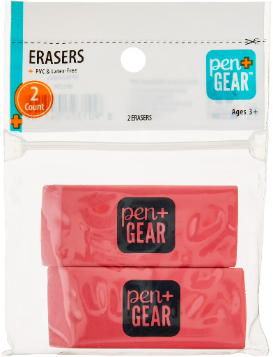Pen+Gear Pink Block Erasers 2-Count
