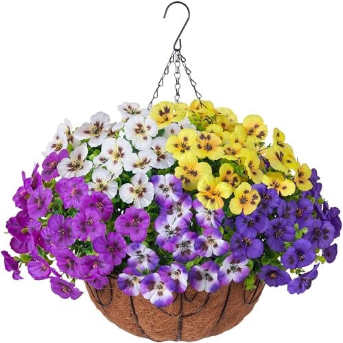 Ivydale Artificial Pansies Faux Hanging Plants