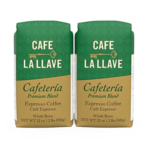 Cafe La Llave Whole Bean Espresso Cuban Style Coffee, Premium Dark Roast, 32 oz Bags (Pack of 2 = 4lbs) Deal