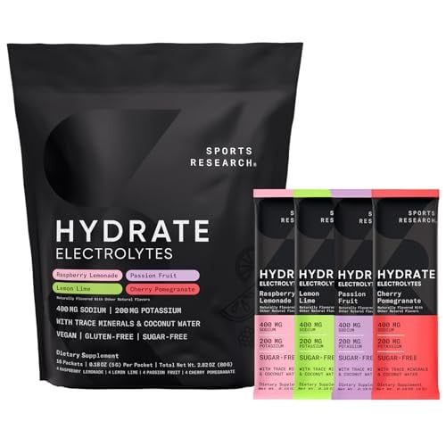 Sports Research Hydrate Electrolytes Powder Packets (Variety Pack) 32-Packets Deal