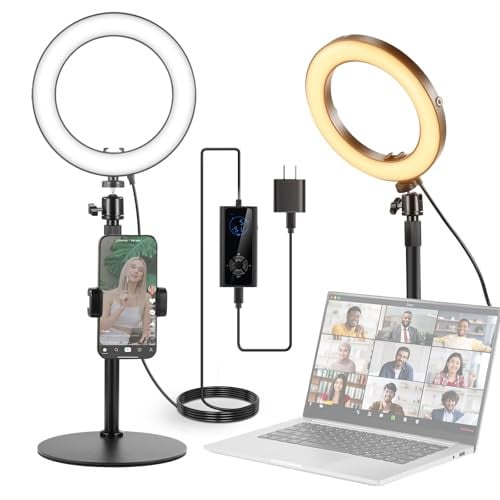 NEEWER 8" 18W Desk Ring Light w/ Remote, Stand & Phone Holder Deal