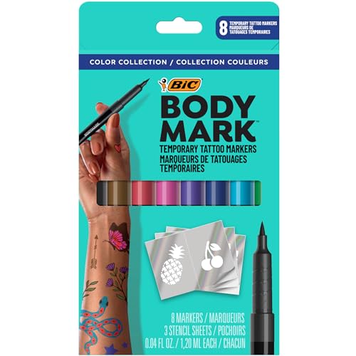BODYMARK Temporary Tattoo Markers 8-Count Color Collection