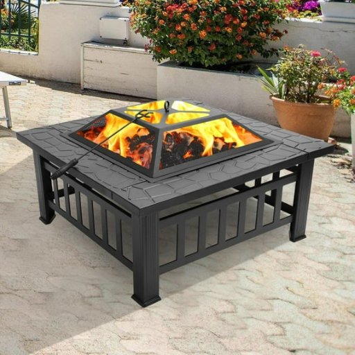Zimtown Wooden 32″ Metal Fire Pit
