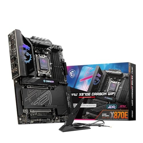 MSI MPG X870E Carbon WiFi Gaming Motherboard (AM5, DDR5, PCIe 5.0, M.2 Gen5, USB 40Gbps)