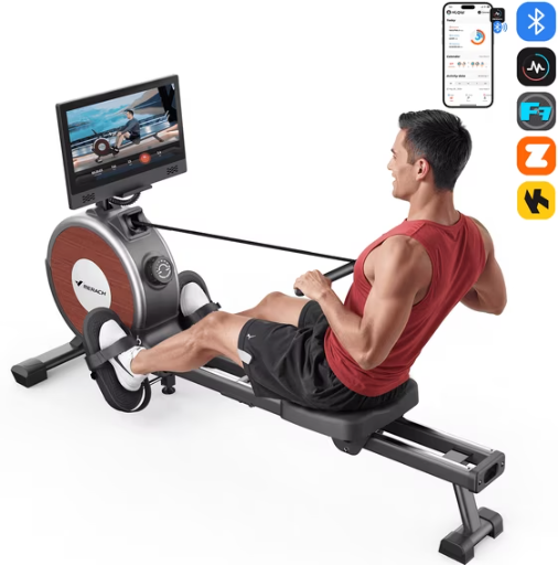 MERACH Rowing Machine with 15.6" HD Touchscreen