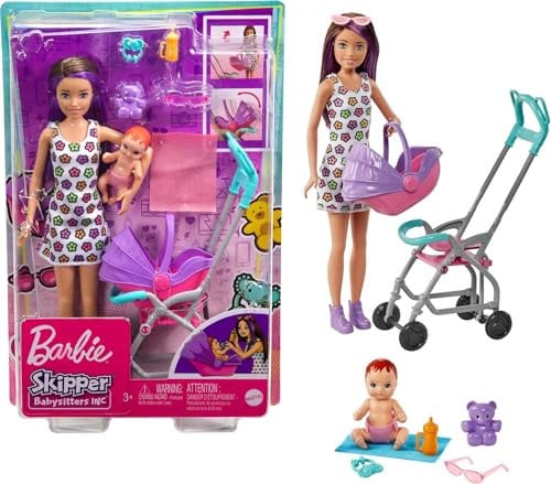 Barbie Skipper Babysitters, Inc. Playset with Skipper Babysitter Doll (Brunette), Stroller, Baby Doll & 5 Accessories Deal