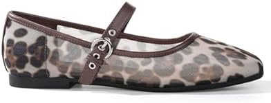 ATHMILE Women's Leopard Mesh Flats Deal