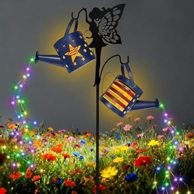 DDQ 2PC Solar Watering Can Lights with Angel Shepherd Hook Deal