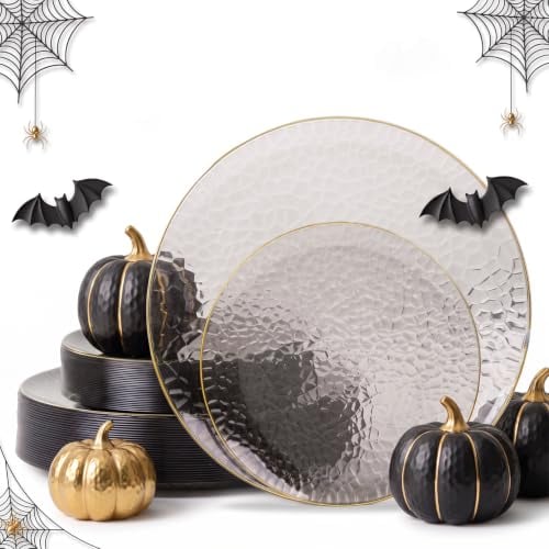 60 Pcs Black Plastic Plates