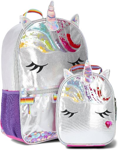 Wonder Nation Critters Mane Event Girls 17" Rainbow Unicorn Backpack and Lunch Bag 2-Piece Set