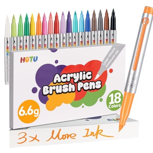 HOTU 18-Colors Acrylic Paint Markers w/ Flexible Brush Tip & Automatic Ink Control Deal
