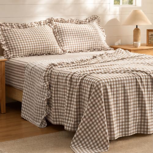 Bedsure 4-Piece Gingham Farmhouse Sheet Set Deal