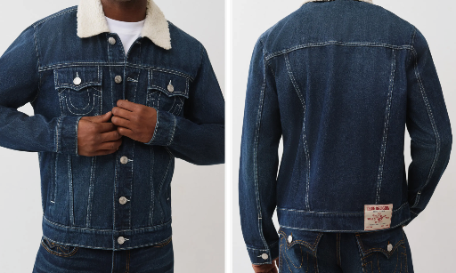 True Religion Men's Jessie Faux Shearling Collar Denim Jacket (Dark Woodland Wash) Deal