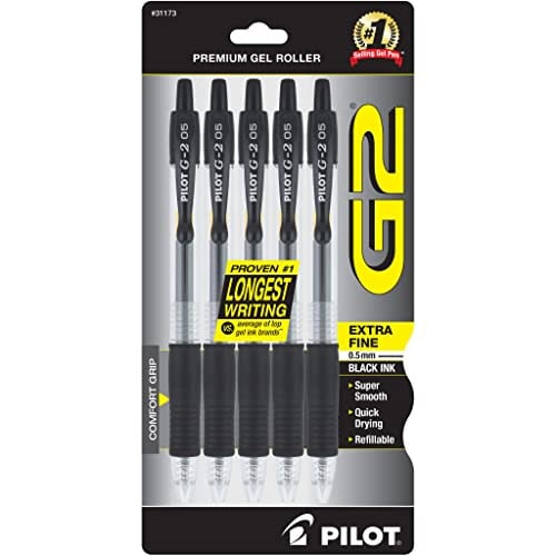 Pilot G2 Premium Refillable & Retractable Rolling Ball Gel Pens, Fine Point 0.7mm, Black, 12-Pack Deal