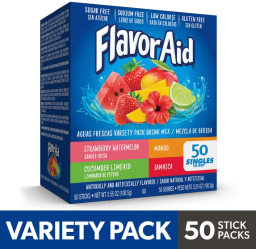 Flavor Aid Aguas Frescas Singles To Go Powdered Drink Mix Variety Pack 50 Count Deal