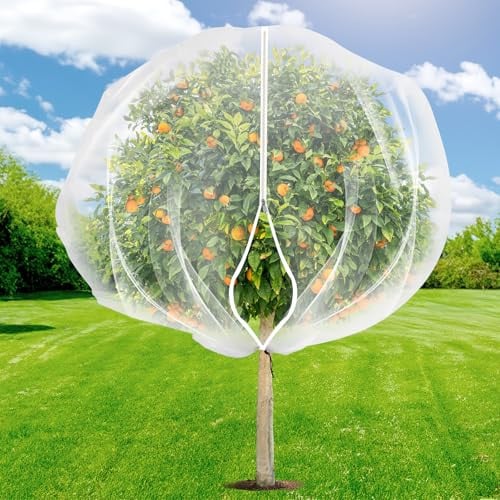 Large Fruit Tree Netting Cover with Zipper and Drawstring 7.8 x 7.8 ft
