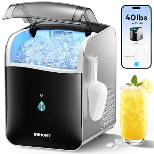 EUHOMY Smart Nugget Ice Maker Countertop with APP Control, 40lbs/24H