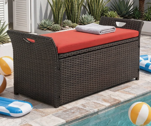 Pape Powder Coated Steel Outdoor Storage Bench
