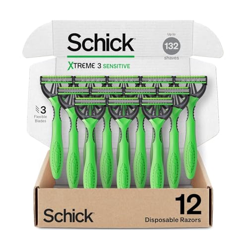 Schick Xtreme 3 Sensitive 3-Blade Disposable Razors for Men, 12 Count Deal