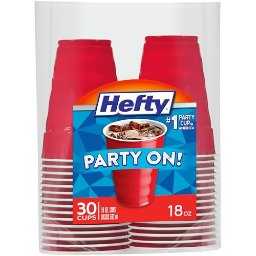 30-Count 18-Oz Hefty Party On Disposable Plastic Cups (Red)