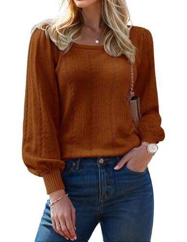 XINWEZZ Puff Long Sleeve Square Neck Pullover