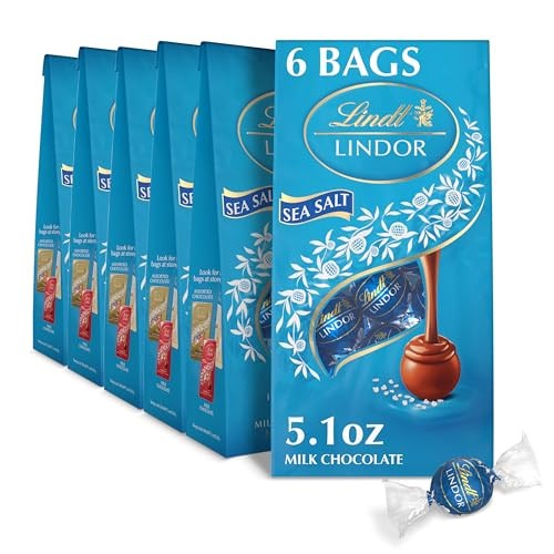 Lindt Lindor Sea Salt Milk Chocolate Truffles 5.1 oz. Bag (6 Pack)