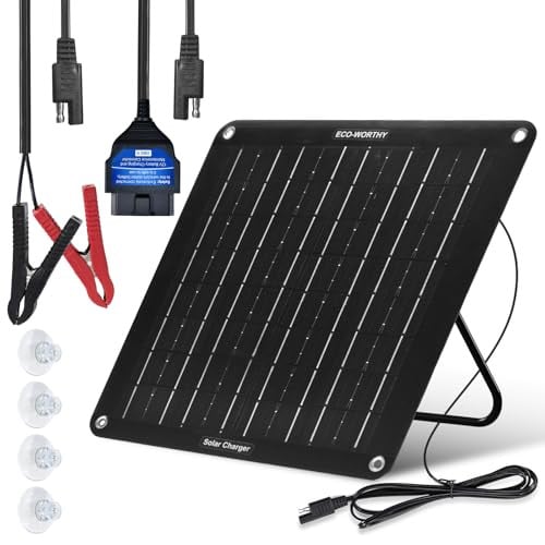 ECO-WORTHY 10W Solar Car Battery Charger Maintainer w/ OBD-II Cable Deal