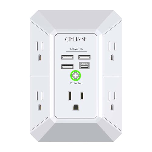 QINLIANF 5 Outlet Extender with 4 USB Ports