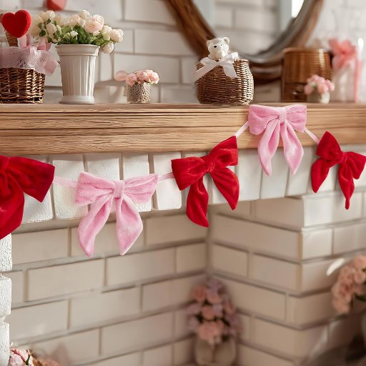 6.5' Pink and Red Velvet Bow Garland