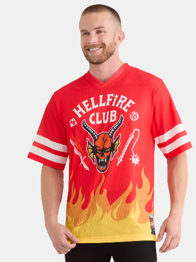 Stranger Things Hellfire Club Men's Front Back Graphic Football Jersey, Sizes M-2XL