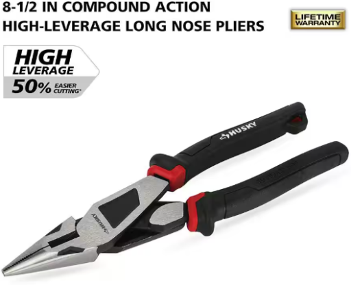 HUSKY 8.5" Heavy Duty Long Nose Pliers