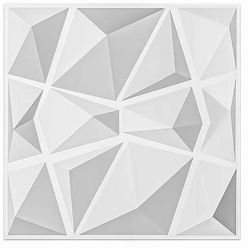 Art3d 12 Pack 3D Diamond Design Wall Panels 19.7"x19.7" PVC Panel